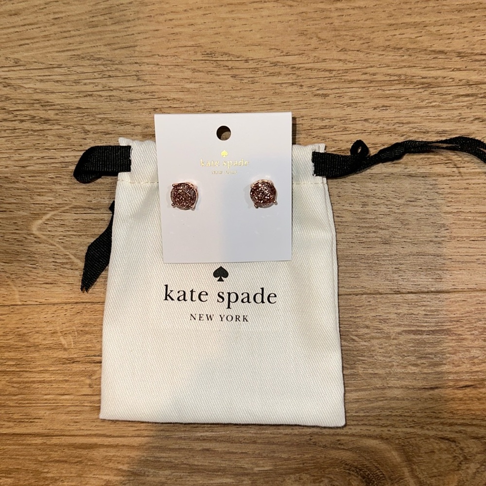 KATE SPADE NEW YORK Rose Gold Glitter Gumdrop Earrings Brand New